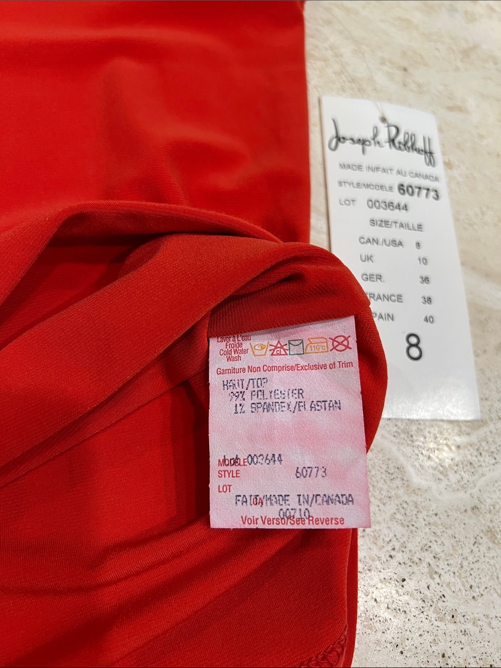 Joseph Ribkoff Bright Red-Orange Square-Neck Tank - Picture 6 of 9